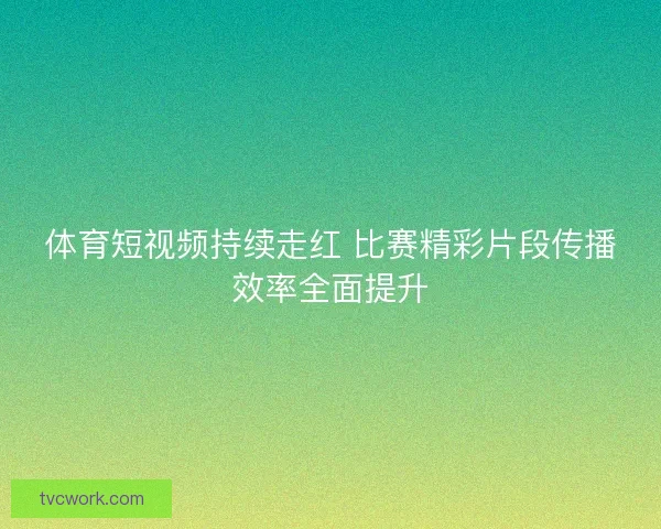 体育短视频持续走红 比赛精彩片段传播效率全面提升