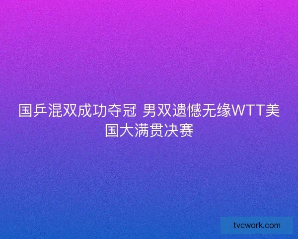 国乒混双成功夺冠 男双遗憾无缘WTT美国大满贯决赛